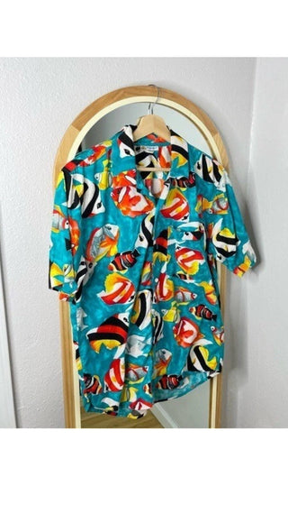 Vintage Sweat heart tropical Hawaiian Shirt Small #47 VV MTS