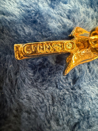Vintage Signed Gerry's Christmas Lamp Post Brooch Gold Tone w/ Colored Enamel|140278