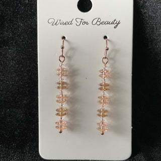 earrings, margarita beads pink & amber RSV