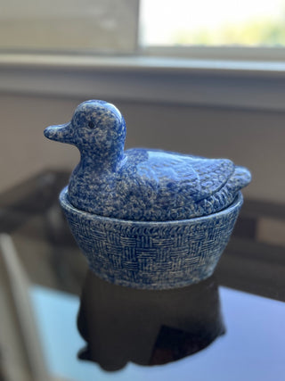 Vintage blue duck and nest dish|67694