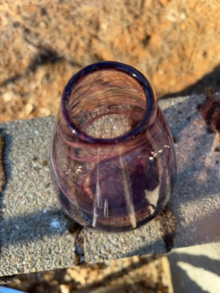 JP 7” Amethyst Art Glass Abstract Art Swirl Vase