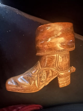 Antique Hand Carved Wooden boot match holder #47 VV MTS