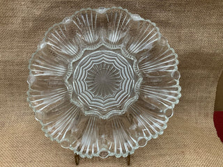 Vintage Egg plate clear cut Glass MTS