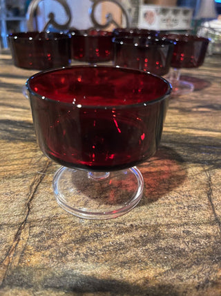 Vintage Arcoroc Luminarc France Red Ruby Parfait Glasses RSV|125138