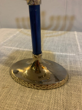8 1/2 Silver/Blue Menorah|127001