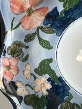 Vintage porcelain floral ruffled bowl RSV