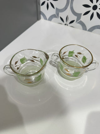 Barlett Collins Hand Painted Glass Creamer & Sugar Bowl MTS