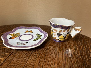 Butterfly Tea Cup and Saucer, Purple with Gold Trim    MTS|69433