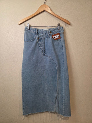 NEW! J.Ing asymmetrical denim midi skirt RSV|158438