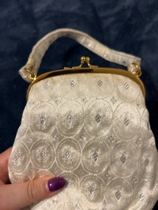 Vintage Mel-Ton White Brocade Wedding Purse