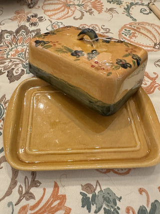 Terre Provence Hand Painted Ceramic Butter or Cheese Dish Vintage|104266