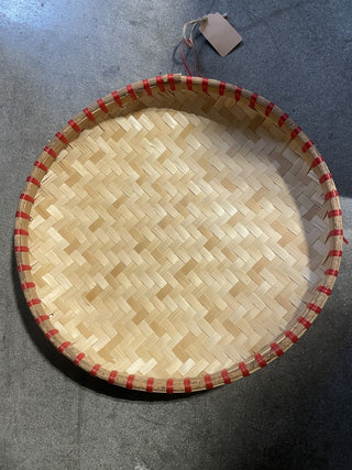 Woven Basket Tray Red Border RSV|62701
