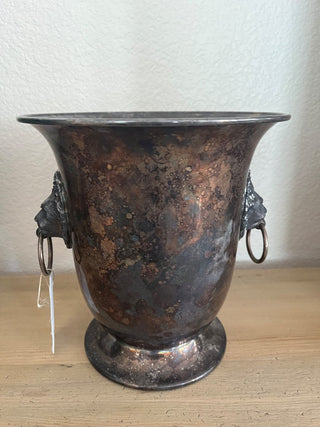 VINTAGE SILVER CHAMPAGNE BUCKET W/ALUMINUM INSERT WONDERFUL PATINA 30-YEAR SERVICE AWARD 1986|71909