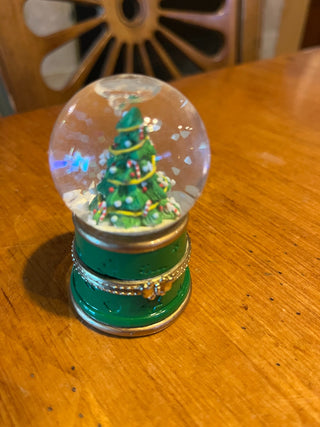 Vintage Christmas Snow Globe Hinged Trinket Box  RSV|123742