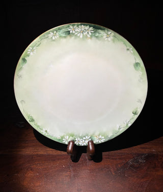 VTG Silesia hand painted green floral porcelain plate NM MTS|115297