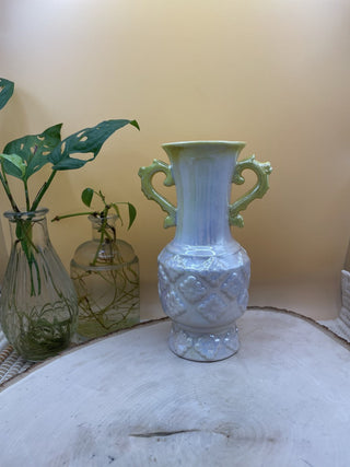 Iridescent Vase with yellow handle RSV