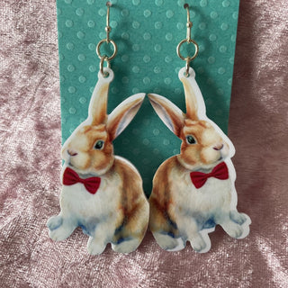 Easter bunny w/ bow tie earrings RSV