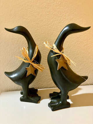 2 PAIR WOOD FARM DUCKS. CRATE and BARREL|50439