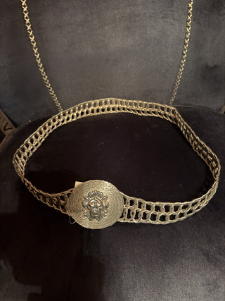 Beautiful Silver tone with lion face buckle #63 VV MTS