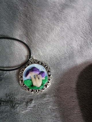 Purple Mushoom pendent necklace rsv