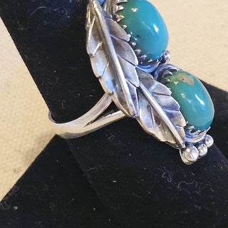 .925  2  stone kingson turquoise ring sz 8|88340