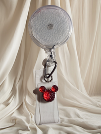 Alligator Swivel Clip Interchangeable Badge Reel with Retractable Reel. Badge Button: Red Mouse Head. Our Interchangeable Badge Reels are made to be used with our Interchangeable Badge Reel Charms.|63728