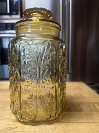 VTG LE Smith Imperial Honey Amber Atterbury Scroll Glass RSV|77487