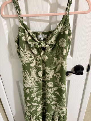 Women's Sofia Vergara Medium Olive Hawaiian Floral Maxi Dress RCD|158814