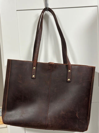 Brown Retro Craxy Horse Large Leather Tote MTS|59999