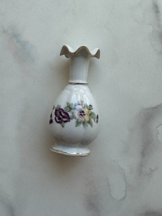 Miniature Japanese Porcelain Ceramic Fluted Bud Vase