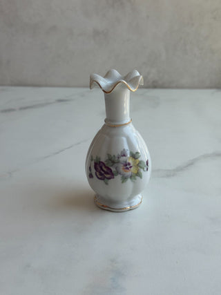 Miniature Japanese Porcelain Ceramic Fluted Bud Vase