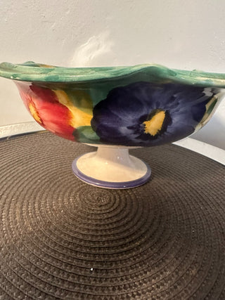 Fruit Bowl Ceramic Ped, Roses Spain MTS|102094