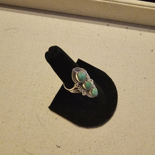 .925 cerillos 3 stone turquoise ring sz 8|92424
