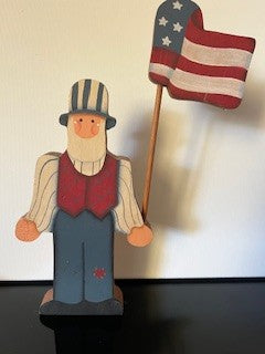 #2035 Wood Uncle Sam & Flag RSV