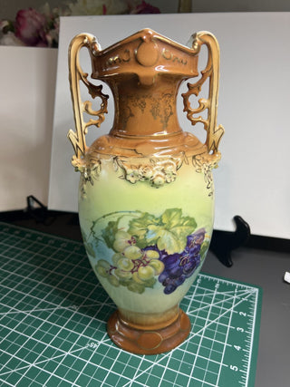 Ceramic vase with handles-grape design|53411