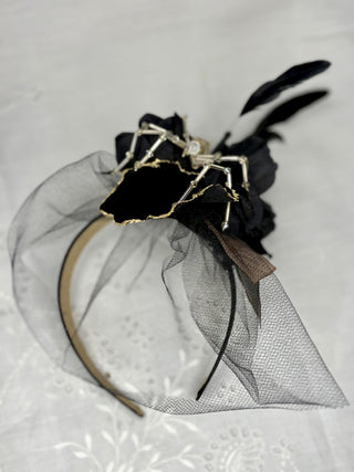 Hand Beaded Spider Fascinator w/ Dusty Pink RSV|107977