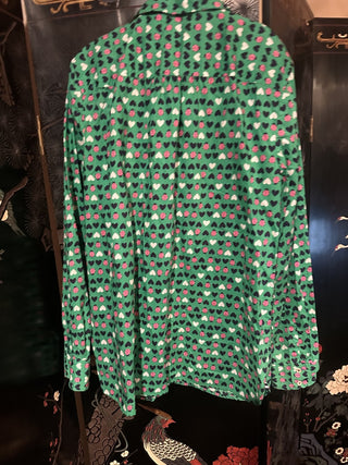 Talbots Green Ladybug Hearts Button down Shirt #47 VV MTS|99460