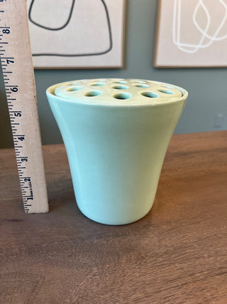Vintage green ceramic vase frog|63587