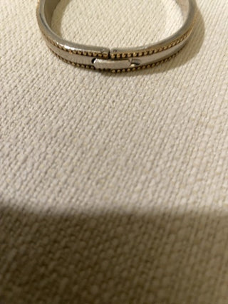Silvertone with gold band clasp bangle bracelet