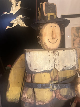 Metal and Wood Pilgrim with pumpkin bag #47 VV MTS|126204