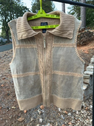 JP Designers Studio patchwork suede and knit sweater vest Size XL