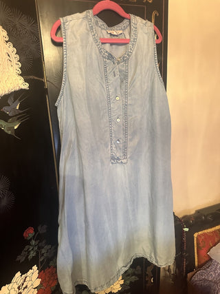 Beach Lunch Lounge light denim Shift dress Sleeveless #63 VV MTS