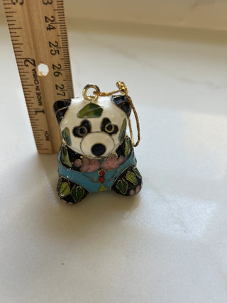 Vtg Cloisonne Christmas Ornament Panda Bear-RSV|124745