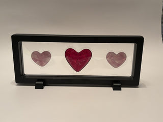 Fused Glass - Red/Pink 3 Hearts in Floating Frame AnoGlass- RSV|46056