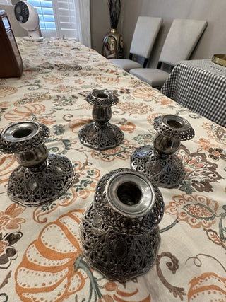 Forbes Silver Plated Filigree Candle Holder circa 1930 MTS|106852