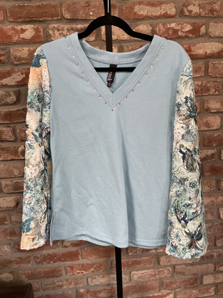 Berek Floral Sleeve Embellished Top Size M RCD|60423