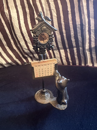 Vintage mini metal and wooden calendar holder  with interchangeable months