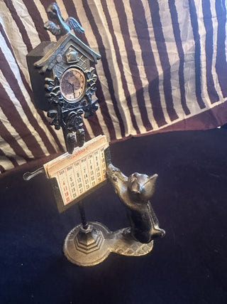 Vintage mini metal and wooden calendar holder  with interchangeable months
