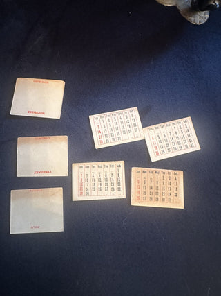 Vintage mini metal and wooden calendar holder  with interchangeable months