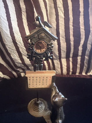 Vintage mini metal and wooden calendar holder  with interchangeable months